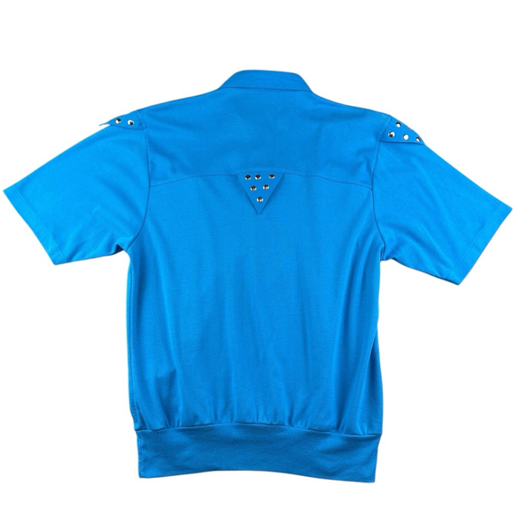 VINTAGE 90s Bonnie and Bill by Holly Bright Blue Short Sleeve Shirt Size MEDIUM - Picture 3 of 7